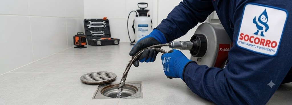 Profissional realizando Desentupimento de Ralos em Itapema